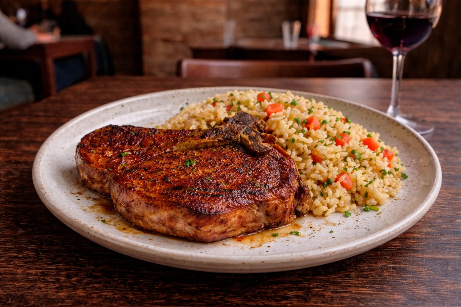 Chuleta de cerdo con arroz
