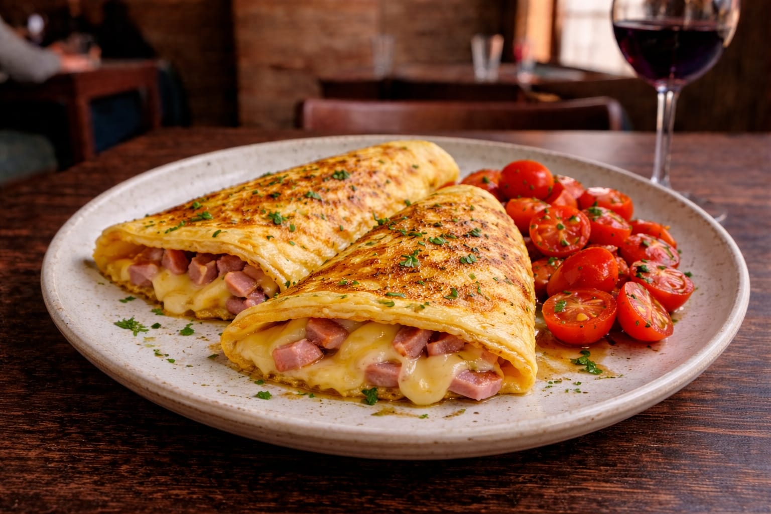 Omelet con tomates cherry